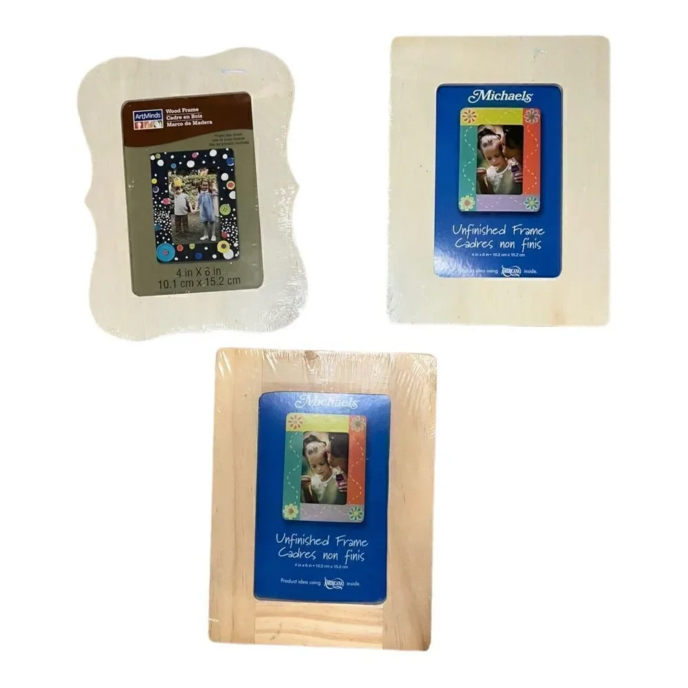 Michaels Set of Three Unfinished Picture Frames for 4